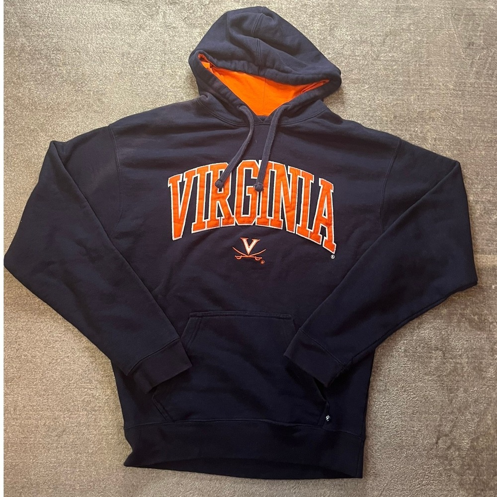 Y2K Virginia Cavaliers Hoodie Navy Blue Orange Mens Medium UVA J America NCAA